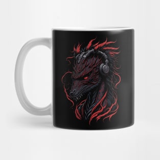 Japanese Red Dragon Asian Tattoo headphones style Mug